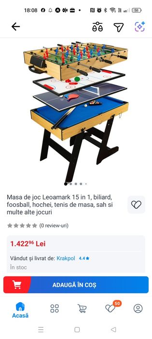 Masa de joc Leoamark 15 in 1, biliard, foosball, hochei, tenis de masa