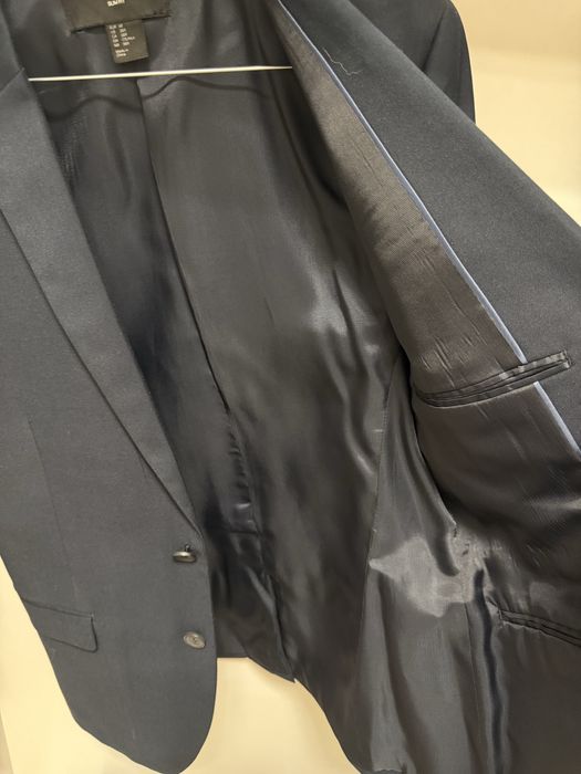 Мъжко сако H&M Slim Fit, размер 48 / M, тъмносиньо
