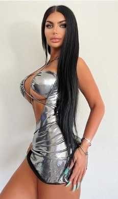 Costum sexy Rave Outfit Wet Look Dress Holographic- L