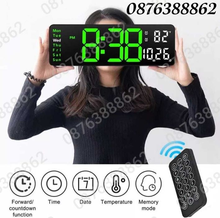 Електронен часовник с голям лед дисплей и дистанционно