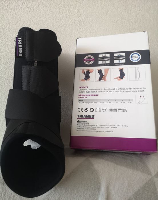 Orteza de glezna mobila cu atele metalice cu design anatomic