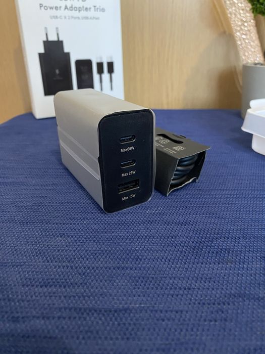 Încărcător 65W PD Power Adapter Trio – 2x USB-C + USB-A (NOU)