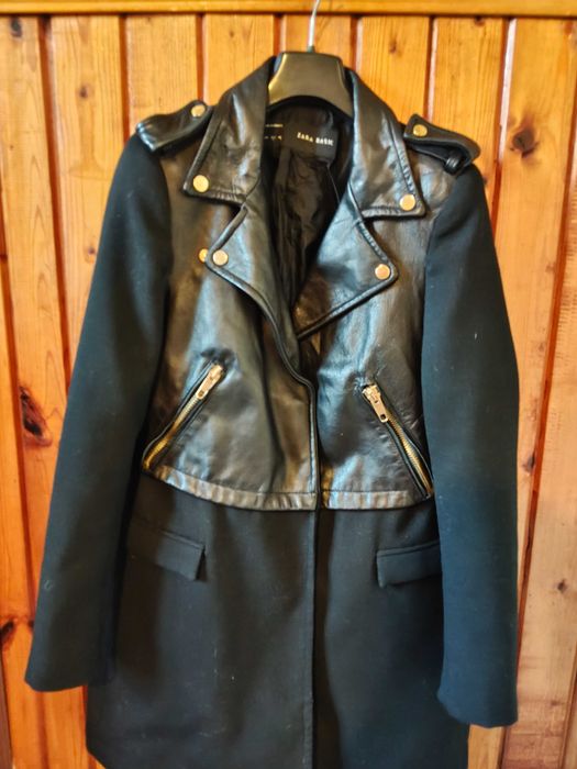 Дълго сако с еко кожа