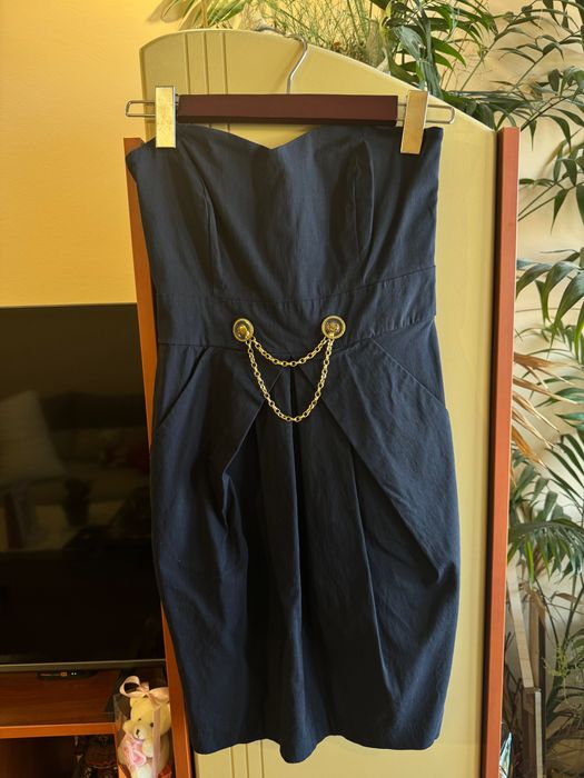 Къса официална рокля(тъмносиня)