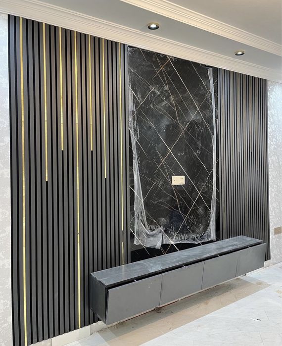 Установка гибкого мрамора и тв зон