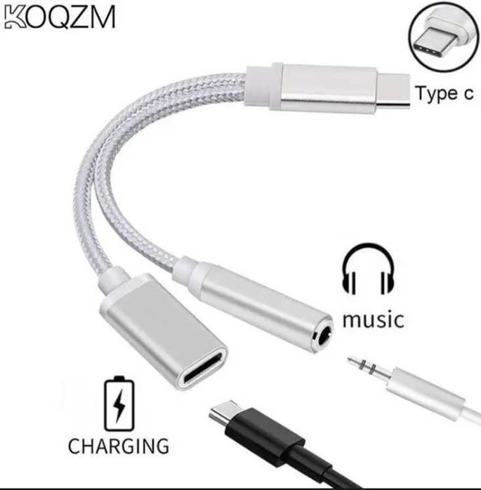 Type-c 3.5 Jack Lightning Адаптер зарядка наушник