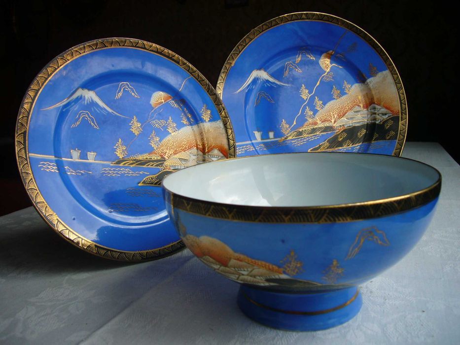 Японски чаен сервиз от 1920-те год. от ажурен порцелан ръчна изработка