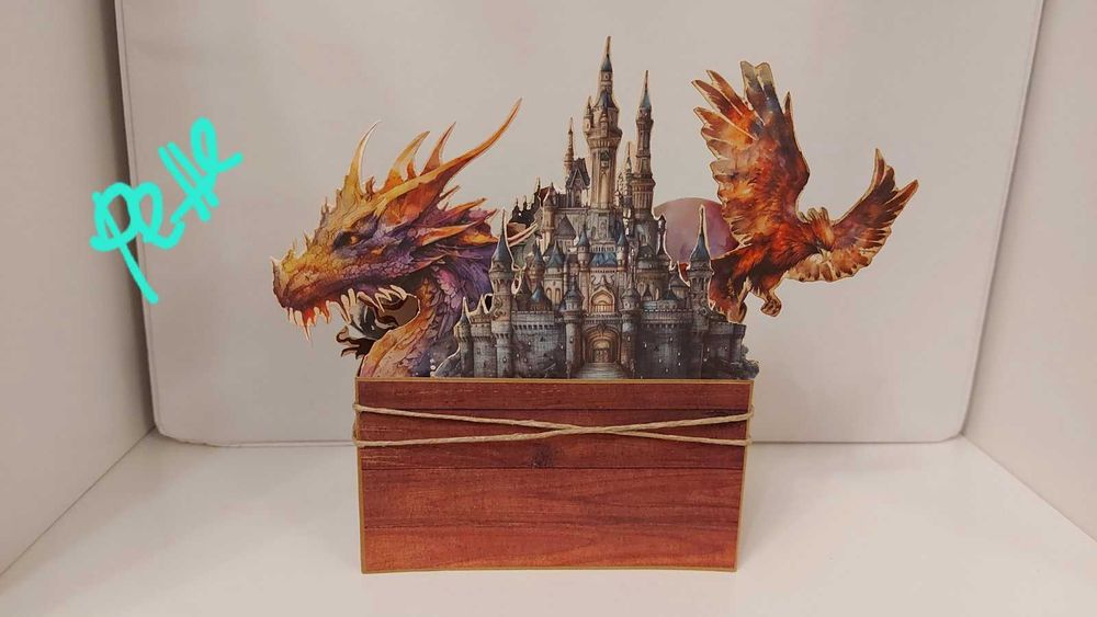 Изскачаща картичка кутия Хари Потър, Алиса, с Феи, ръчно изработена