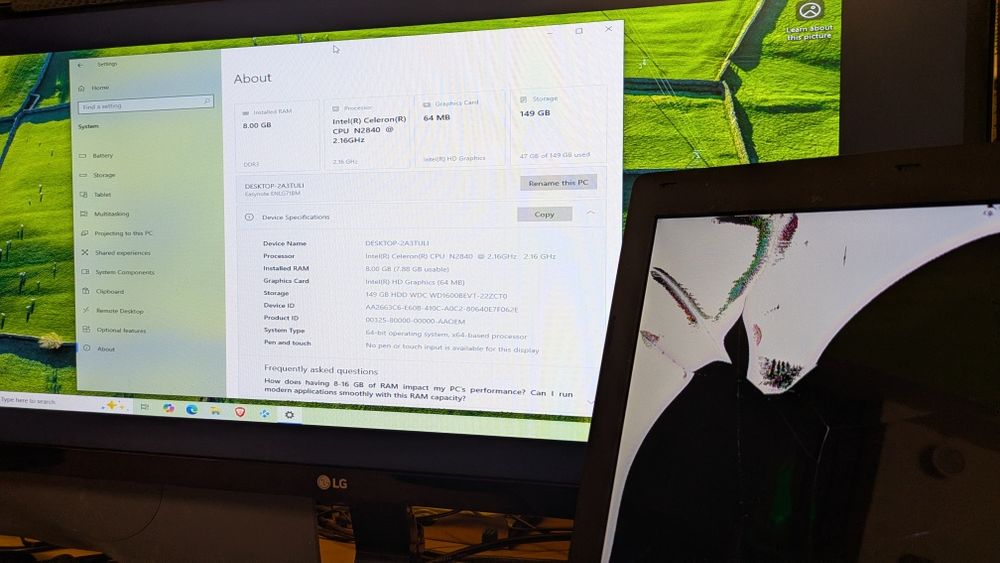 Laptop Packard Bell ZYL ecran defect