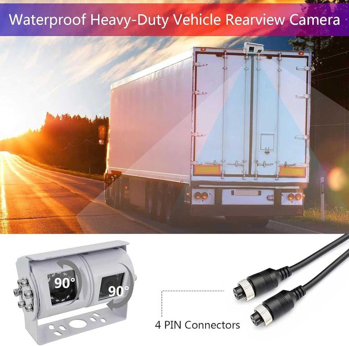 Камера за заден ход с двоен обектив, 7-инчов монитор за огледало