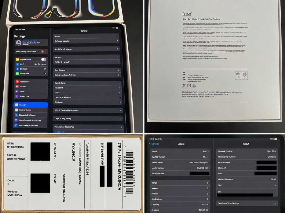 Apple iPad Pro 13" M4 (2024) 512GB Wi-Fi + Cellular Space Black – КАТО НОВ  Цена  3 199 лв.