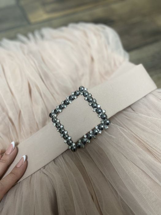 Елегантна тюлена рокля в  розово , р-р 38