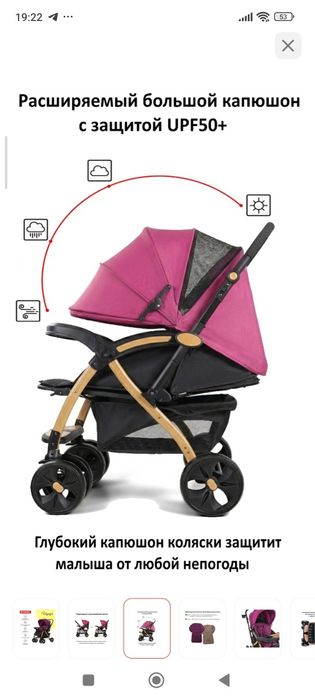 Коляска прогулочная Voyager, красный, золотой