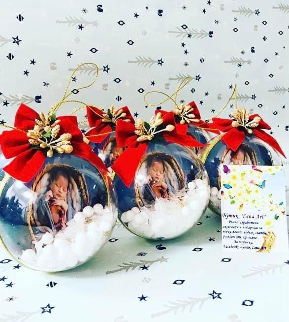 Коледни топки с декорация и снимка