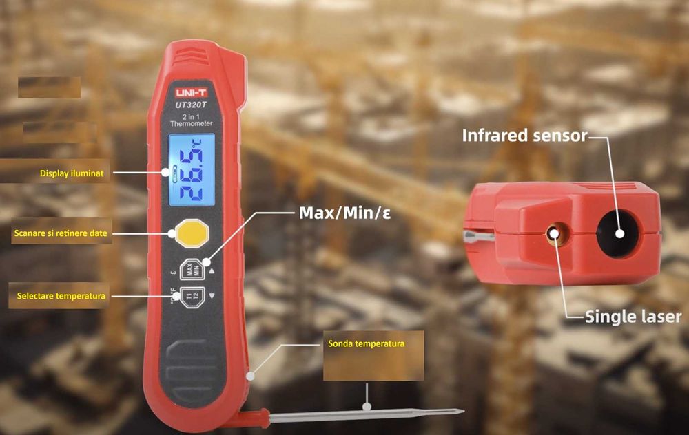Termometru 2 in 1 infrarosu + sonda de temperatura  Uni-t UT320T