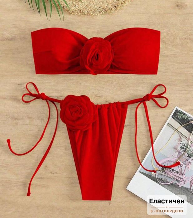 Бански с ефект от 3D рози