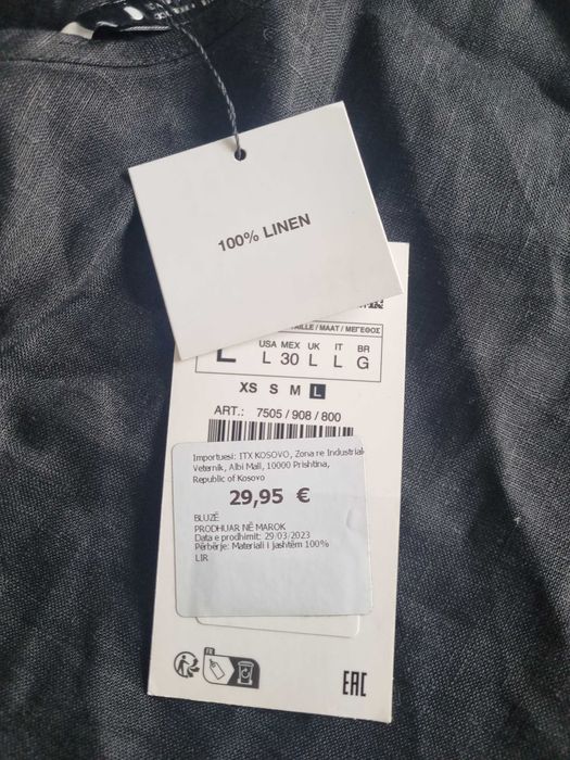 Zara черен потник/мини рокля 100% лен