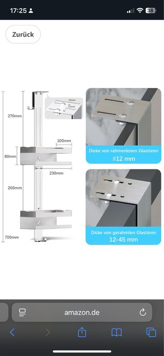 Suport pentru baie din otel inoxidabil fara gaurire