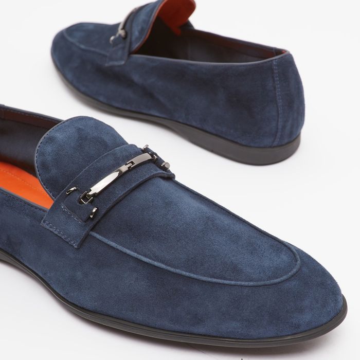 Новые замшевые лоферы Duchini, тёмно-синие, 43 размер, привезены из Ду