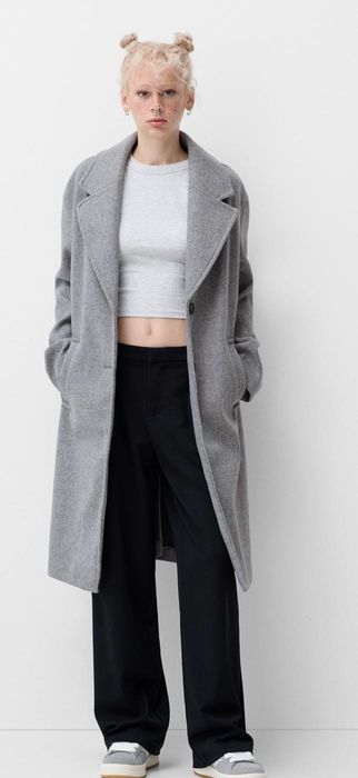 Сиво палто Bershka 34 размер