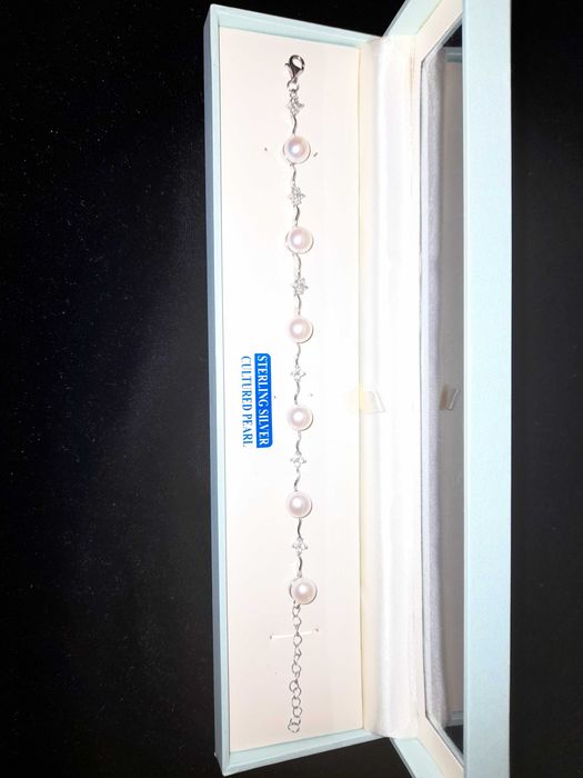 TOSCOW - Bratara, Argint 925, perle naturale de cultura+zirconia