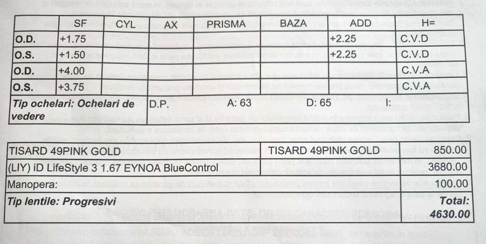 Ochelari de vedere progresivi Tisard Signature  49 Pink Gold