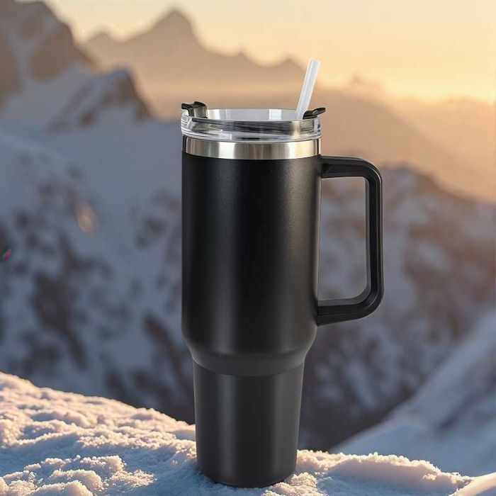 Нова Термо Чаша със Сламка  - 1200мл