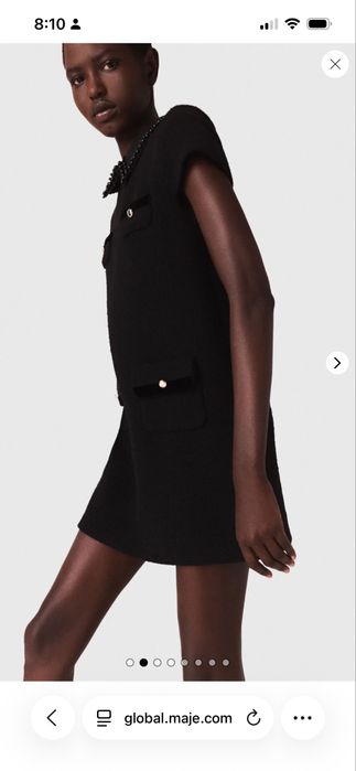 Maje рокля букле със златисти емблематични копчета 2025-26 зима