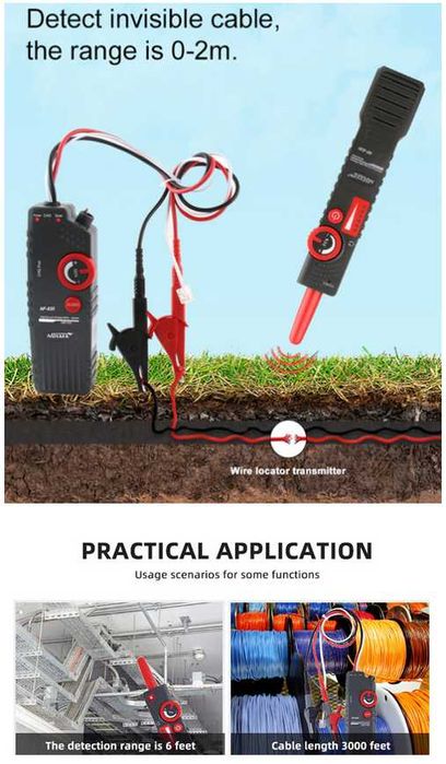NOYAFA Tester cablu electric, detector, cabluri pana la 2m in pamant