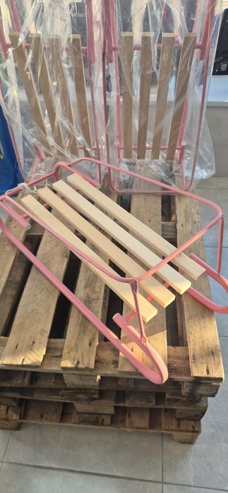 Метална детска шейна розова