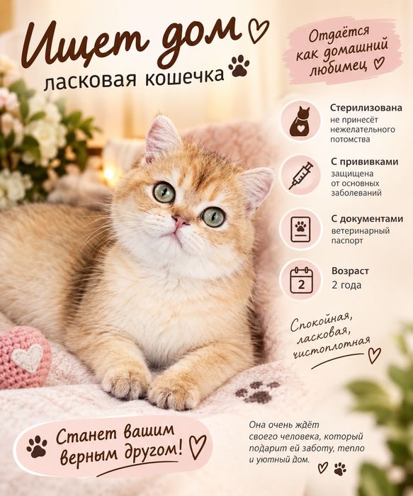 Кошечка золотая шиншилла