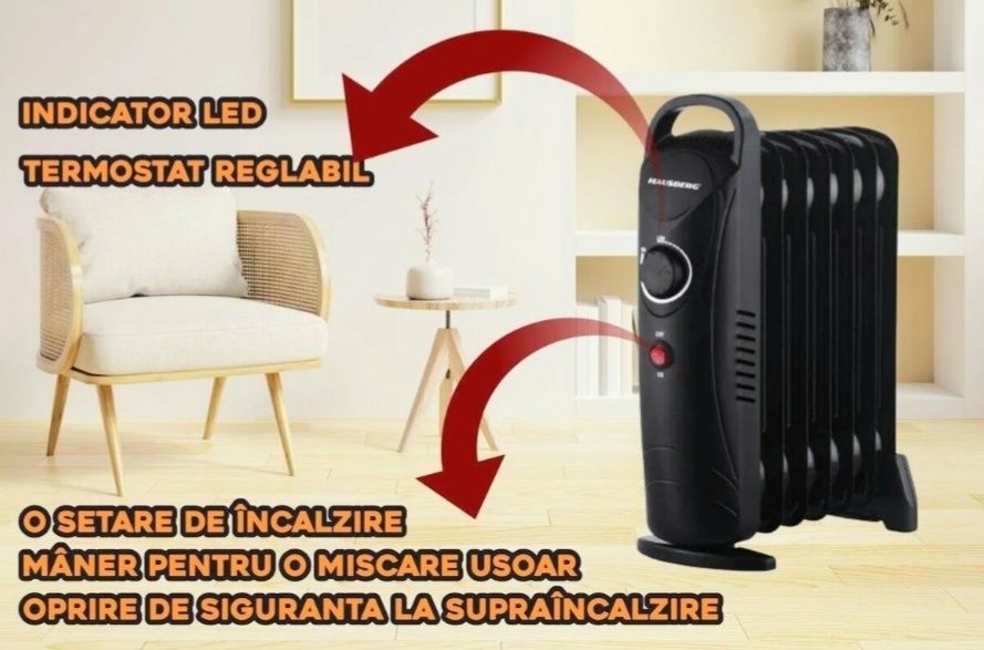 Minicalorifer cu ulei HAUSBERG 7 Elementi 1000 w