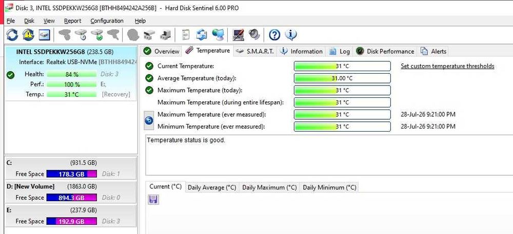 Solid-State Drive SSD Intel 760p Series 256GB M2 NVMe PCIe