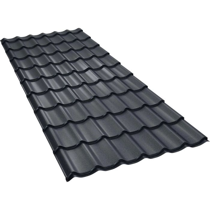 Tigla metalica gri, RAL 7024, mat structurat, 0.45 mm, 3545x1180 mm - Doar in BUZAU