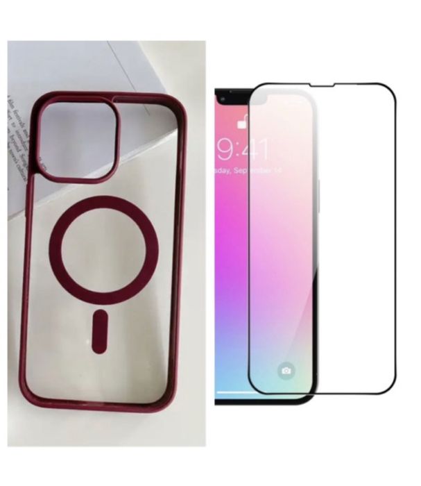 Husa Compact Magsafe + Folie Sticla Iphone 14/15/16E/16/PRO/MAX/PLUS