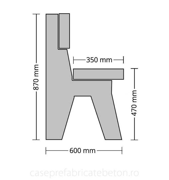 Banca din beton cu spatar si marmura alba