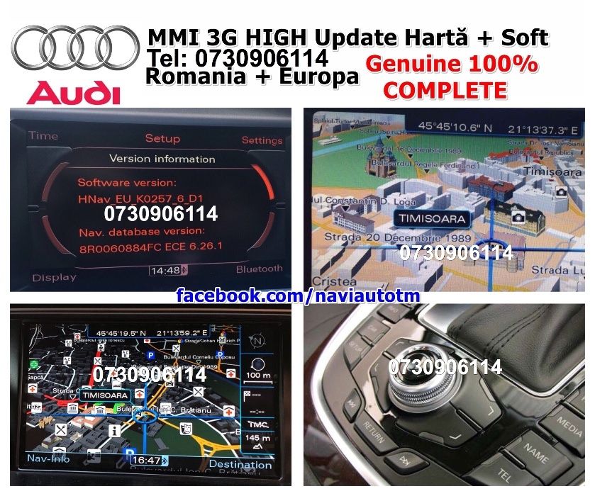 AUDI HARTA Navigatie MMI 3G A4 A5 A6 A7 A8 Q5,Q7 HDD Eu+ROMANIA 2020