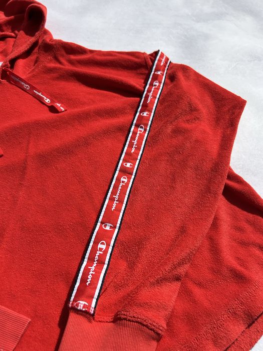 Hanorac cu gluga dama Champion rosu cu banda logo maneci marimea XXL