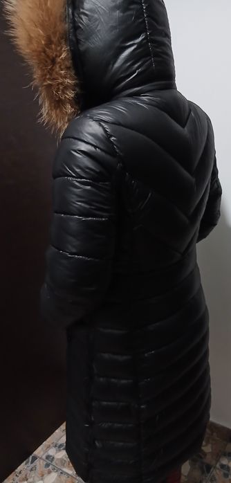 Haina lunga dama model Moncler Long Jacket  blana vulpe mar 42 sau L