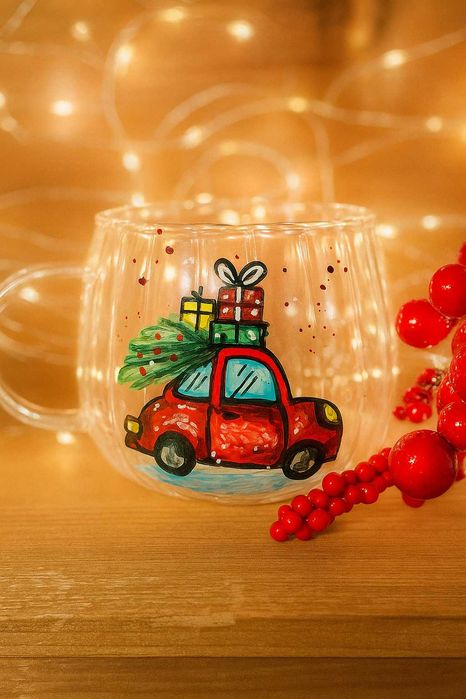 Ръчно рисувани коледни чаши