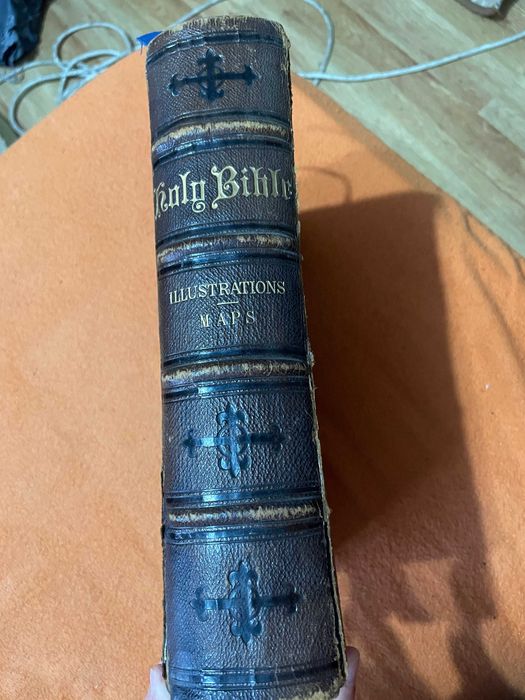 Biblia / Biblie veche , coperta  piele, engleza , 1876