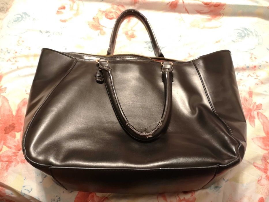 Poseta Zara mare neagra (geanta dama) 47x28x14 cm, 2 compartimente