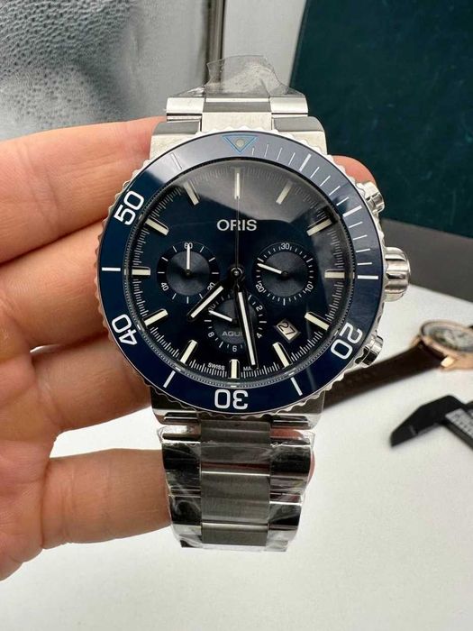 ORIS Aquis Chron сребристо-синьо