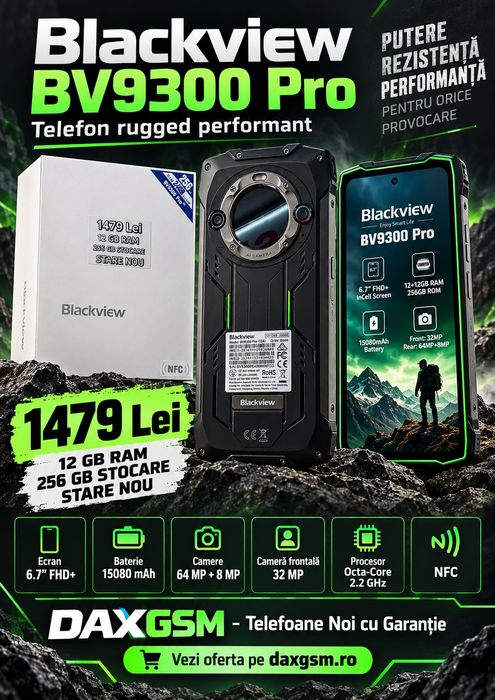 Blackview BV9300 Pro, 12/256 GB, Nou, 2 ani garanție