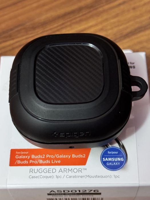 Căști Samsung Galaxy Buds 2 Pro + Husă Spigen Rugged Armor Matte Black
