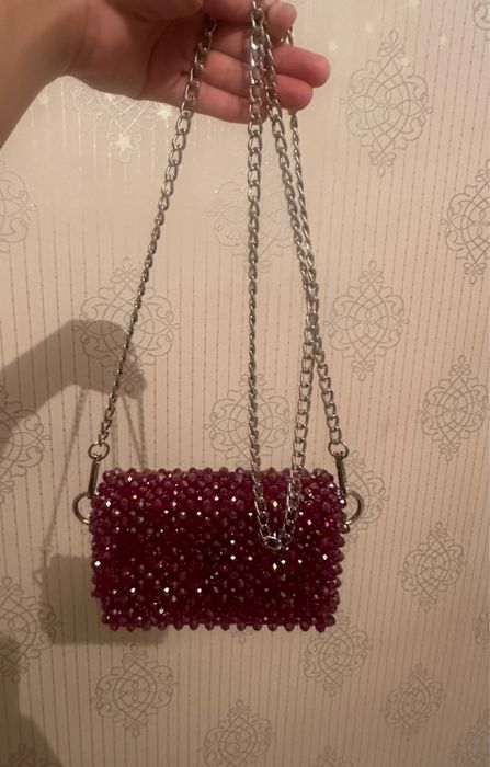 Сумочка из хрустальных бусин. Сумка. Клатч из бусин.