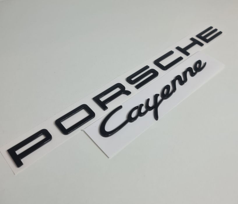 Pachet-Set-Emblema-Sigla-Logo-Stema-Spate-Haion-Porsche-Cayenne-Panamera-Macan-Negru-Lucios-Full-Black-Turbo-4-S-GTS