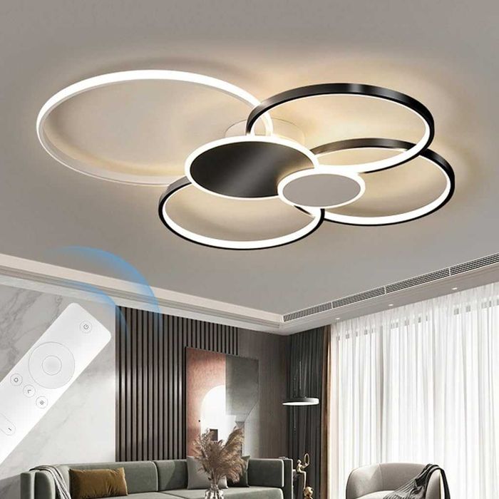 Лед led полилей с 6 кръга златен, черен, димируем дистанционно 211