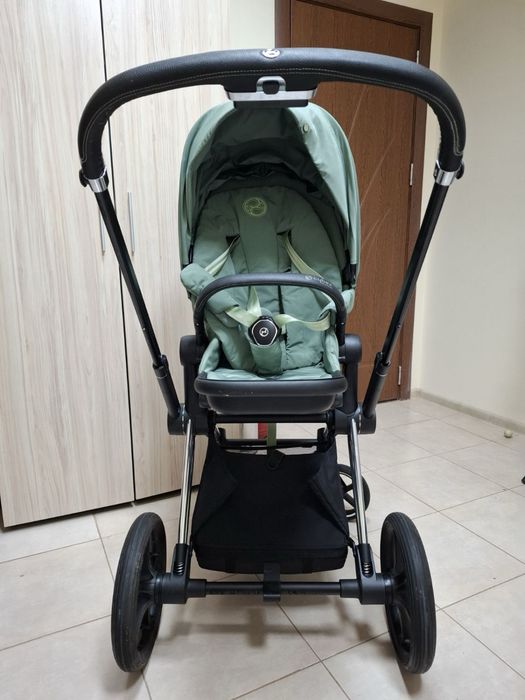 Бебешка количка Cybex Priam 4 Chrome черна кожа