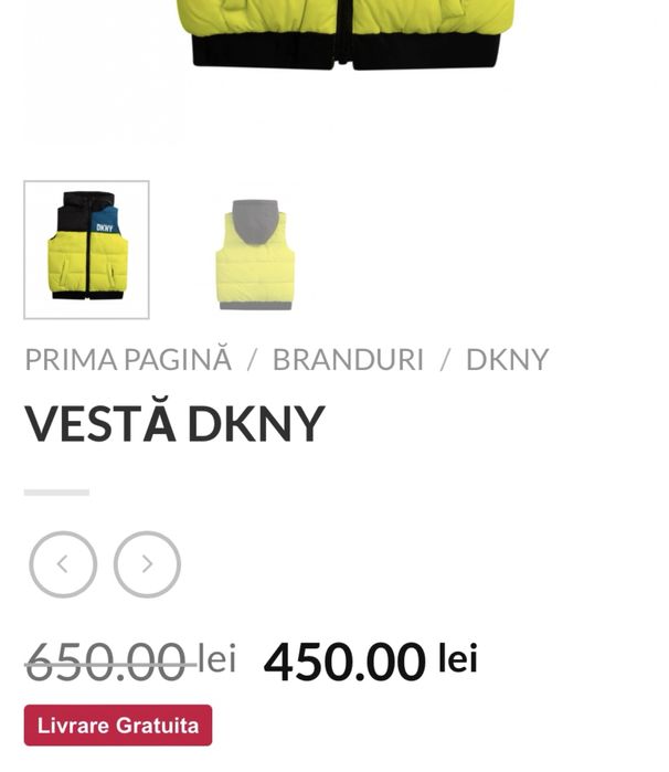 Vesta NOUA, copii DKNY, cu doua fete 7-9 Ani